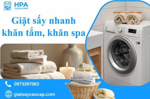 Giặt sấy nhanh khăn tắm, khăn spa