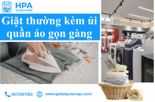 Giặt thường kèm ủi quần áo gọn gàng